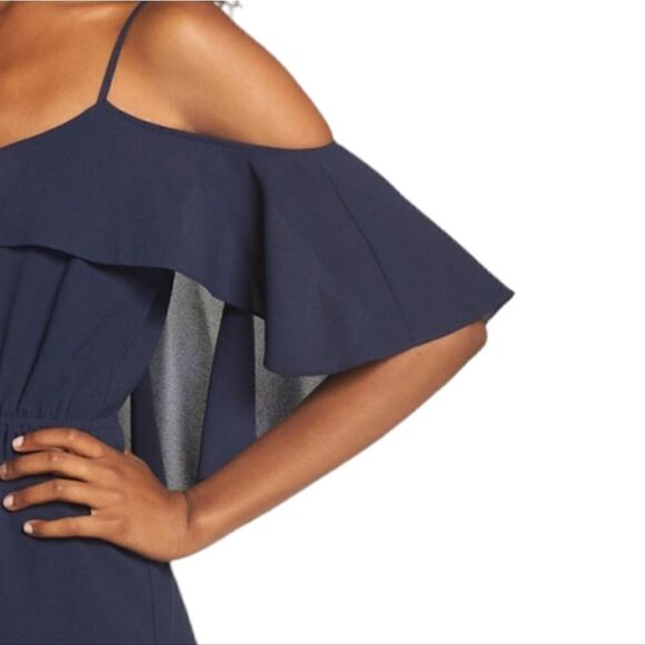 NEW Ali & Jay Love Story Cold Shoulder Maxi Dress In Navy Blue Size Large - Picture 5 of 16